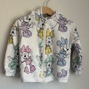 Zara Disney Kids Hoodie with Minnie Mouse - White and Pastel Colors